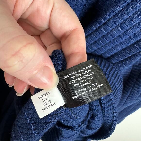 Lane Bryant Womens Peplum Knit Zip Front Cardigan Sweater Navy Blue Sz 22/24 - Picture 9 of 11